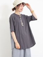 【サマンサモスモス/Samansa Mos2】の後ろギャザー切替チュニックTシャツ チャコールグレー|ID: prp329100004136536 ipo3291000000028889066