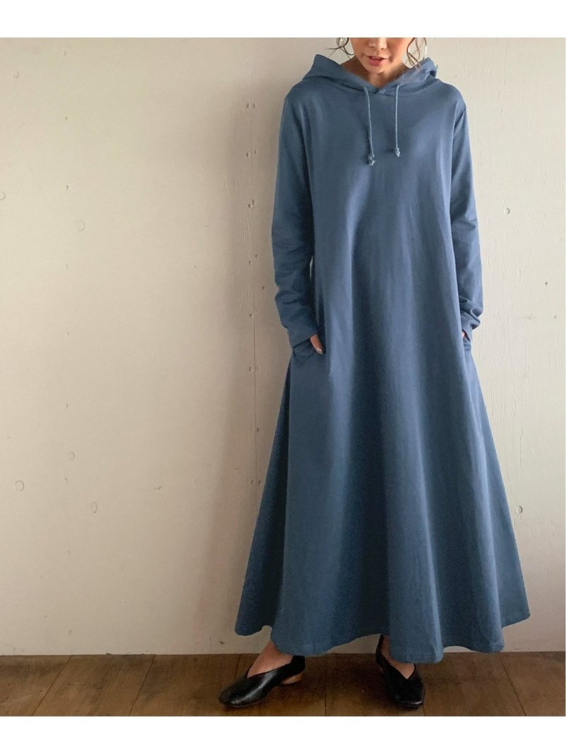 【ジュノア/JUNOAH】のマキシ丈パーカーワンピース インテリア・キッズ・メンズ・レディースファッション・服の通販 founy(ファニー) 　ファッション　Fashion　レディースファッション　WOMEN　ワンピース　Dress　パーカー　Hoodie　マキシ　Maxi　アッシュブルー|ID: prp329100004137537 ipo3291000000028771567