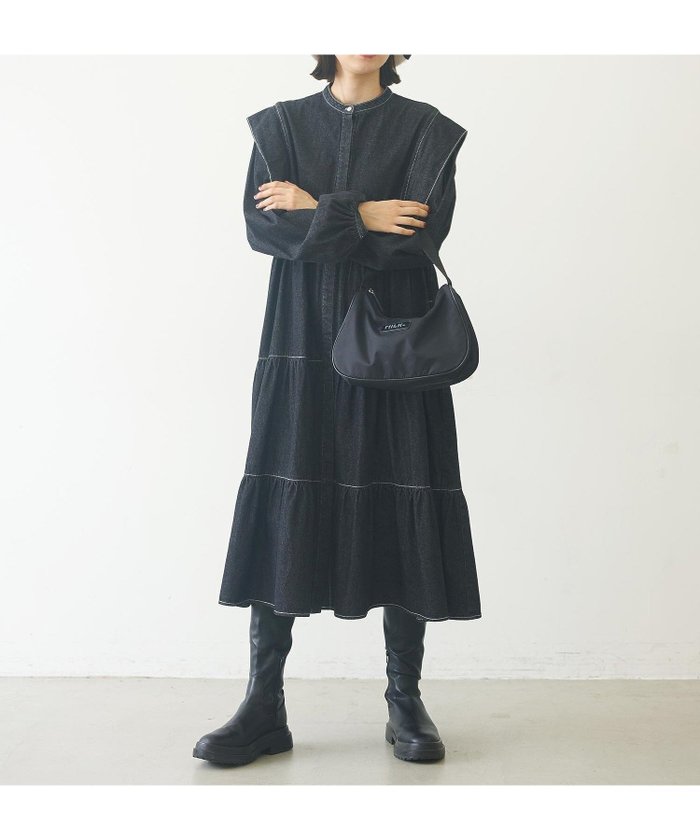 【ミルクフェド/MILKFED.】のDENIM TIERED DRESS インテリア・キッズ・メンズ・レディースファッション・服の通販 founy(ファニー) https://founy.com/ ファッション Fashion レディースファッション WOMEN ワンピース Dress ドレス Party Dresses おすすめ Recommend ガウン Gown スクエア Square スリーブ Sleeve デニム Denim バランス Balance ロング Long |ID: prp329100004137834 ipo3291000000028342306