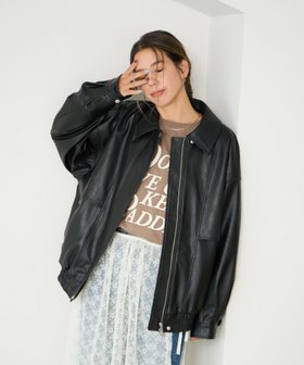 【ベイフロー/BAYFLOW】のビッグシルエット フェイクレザージャケット 人気、トレンドファッション・服の通販 founy(ファニー) ファッション Fashion レディースファッション WOMEN アウター Coat Outerwear ジャケット Jackets おすすめ Recommend シンプル Simple ジャケット Jacket トレンド Trend ビッグ Big フィット Fit フラット Flat ボトム Bottom ポケット Pocket |ID:prp329100004138107