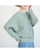 【コカ/COCA】のしっとりやわらかシンプルボートネックニットトップス Green|ID:prp329100004138183