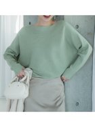 【コカ/COCA】のしっとりやわらかシンプルボートネックニットトップス Lt.green|ID:prp329100004138183