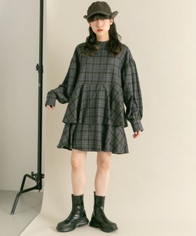 【ケービーエフ/KBF / URBAN RESEARCH】のティアードチェックミニワンピース 人気、トレンドファッション・服の通販 founy(ファニー) ファッション Fashion レディースファッション WOMEN ワンピース Dress 2024年 2024 2024-2025秋冬・A/W Aw/Autumn/Winter/Fw/Fall/2024-2025 A/W・秋冬 Aw・Autumn/Winter・Fw・Fall-Winter 冬 Winter おすすめ Recommend ショート Short スリーブ Sleeve チェック Check デニム Denim フェミニン Feminine |ID:prp329100004139060