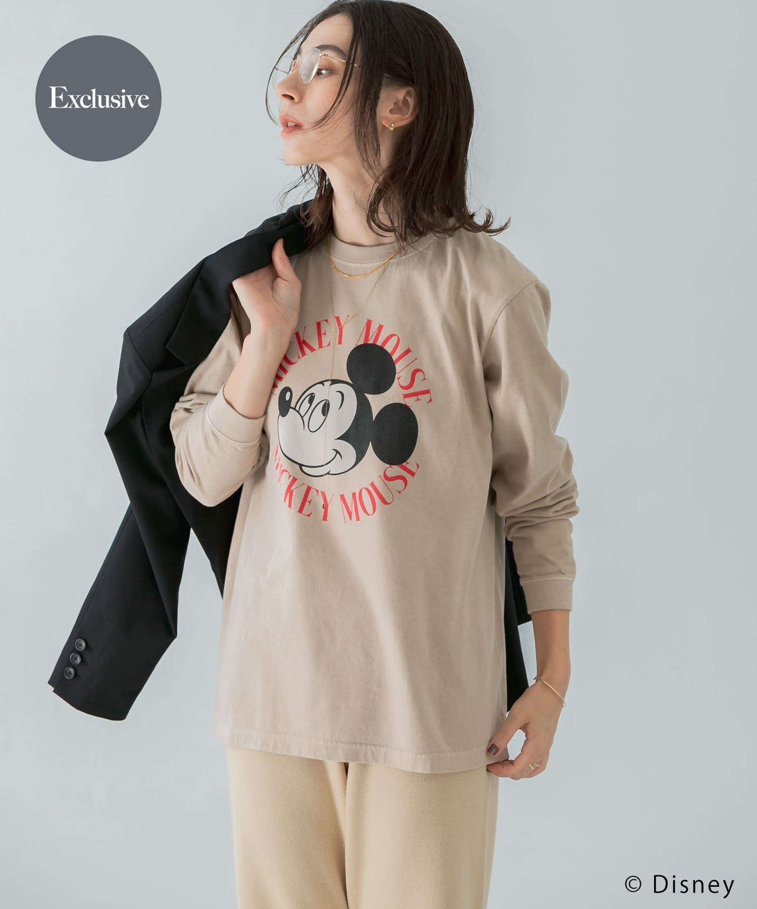 【アーバンリサーチ/URBAN RESEARCH】の『別注』GOOD ROCK SPEED*URBAN RESEARCH Mickey/ロングTシャツ インテリア・キッズ・メンズ・レディースファッション・服の通販 founy(ファニー) 　ファッション　Fashion　レディースファッション　WOMEN　トップス・カットソー　Tops/Tshirt　シャツ/ブラウス　Shirts/Blouses　ロング / Tシャツ　T-Shirts　2024年　2024　2024-2025秋冬・A/W　Aw/Autumn/Winter/Fw/Fall/2024-2025　A/W・秋冬　Aw・Autumn/Winter・Fw・Fall-Winter　冬　Winter　シンプル　Simple　プリント　Print　ベーシック　Basic　ロング　Long　別注　Special Order　ライトベージュ|ID: prp329100004139175 ipo3291000000028922801