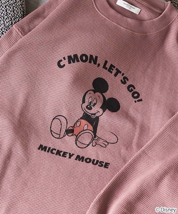 【フリークスストア/FREAK'S STORE】の別注/Mickey Mouse/ミッキーマウス ワッフル プリント ロングスリーブ Tシャツ【限定展開】 24AW インテリア・キッズ・メンズ・レディースファッション・服の通販 founy(ファニー) 　ファッション　Fashion　レディースファッション　WOMEN　トップス・カットソー　Tops/Tshirt　シャツ/ブラウス　Shirts/Blouses　ロング / Tシャツ　T-Shirts　2024年　2024　2024-2025秋冬・A/W　Aw/Autumn/Winter/Fw/Fall/2024-2025　A/W・秋冬　Aw・Autumn/Winter・Fw・Fall-Winter　冬　Winter　ショルダー　Shoulder　スペシャル　Special　スリーブ　Sleeve　ドロップ　Drop　ビッグ　Big　プリント　Print　ボトム　Bottom　ラウンド　Round　ロング　Long　ワッフル　Waffle　別注　Special Order　ピンク|ID: prp329100004139257 ipo3291000000028887135