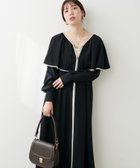 【ナチュラルクチュール/natural couture】の【mamamo】配色パイピングフリル衿ワンピース 人気、トレンドファッション・服の通販 founy(ファニー) ファッション Fashion レディースファッション WOMEN ワンピース Dress 2024年 2024 2024-2025秋冬・A/W Aw/Autumn/Winter/Fw/Fall/2024-2025 カーディガン Cardigan ジップ Zip ジャケット Jacket ジョーゼット Georgette フロント Front ポケット Pocket ロング Long 楽ちん Easy thumbnail ブラック|ID: prp329100004139890 ipo3291000000028382281