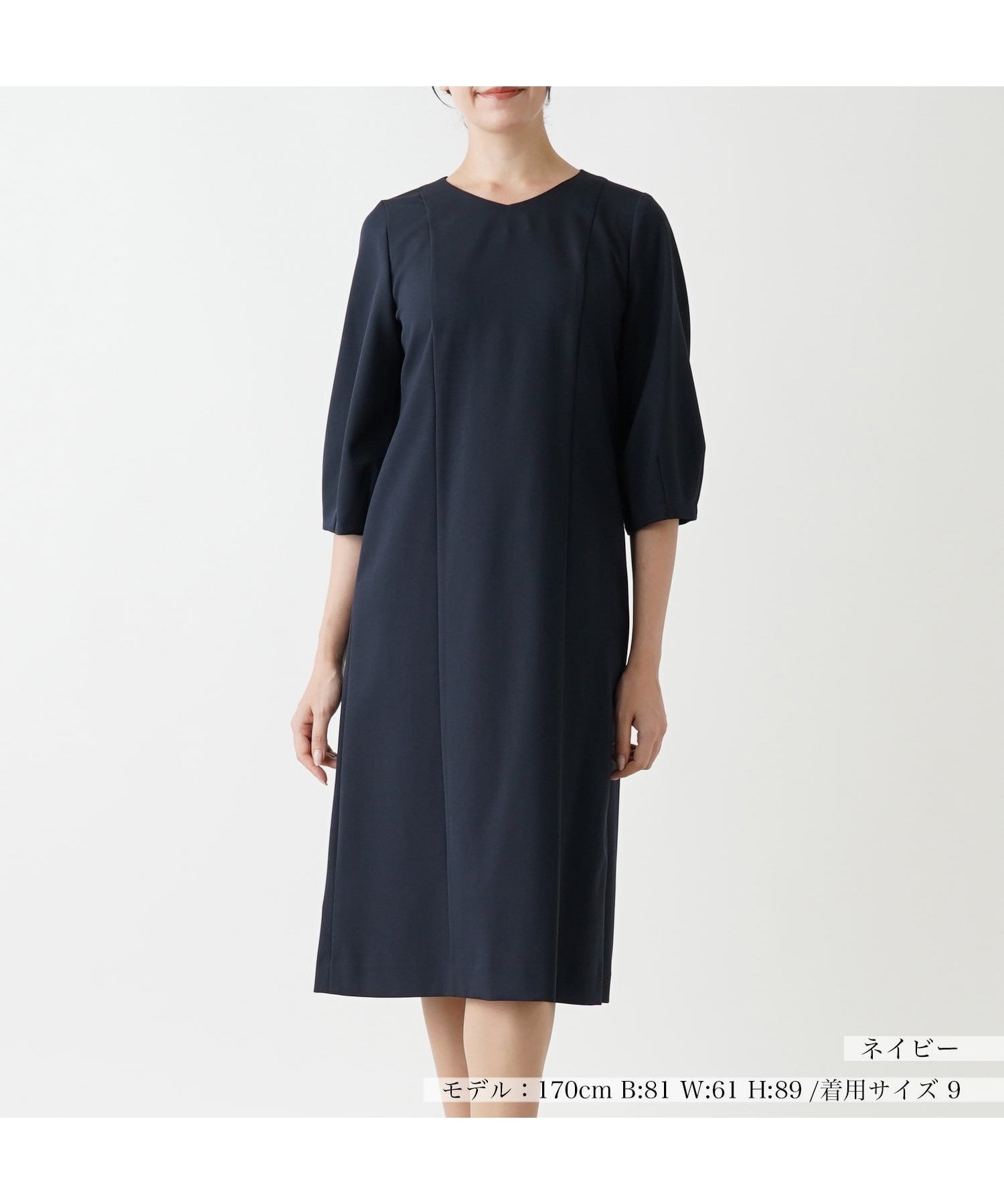 【レリアン/LEILIAN】のVネック七分袖ワンピ-ス 人気、トレンドファッション・服の通販 founy(ファニー) 　ファッション　Fashion　レディースファッション　WOMEN　ワンピース　Dress　アクセサリー　Accessories　エレガント 上品　Elegant　 other-1|ID: prp329100004139920 ipo3291000000028382759