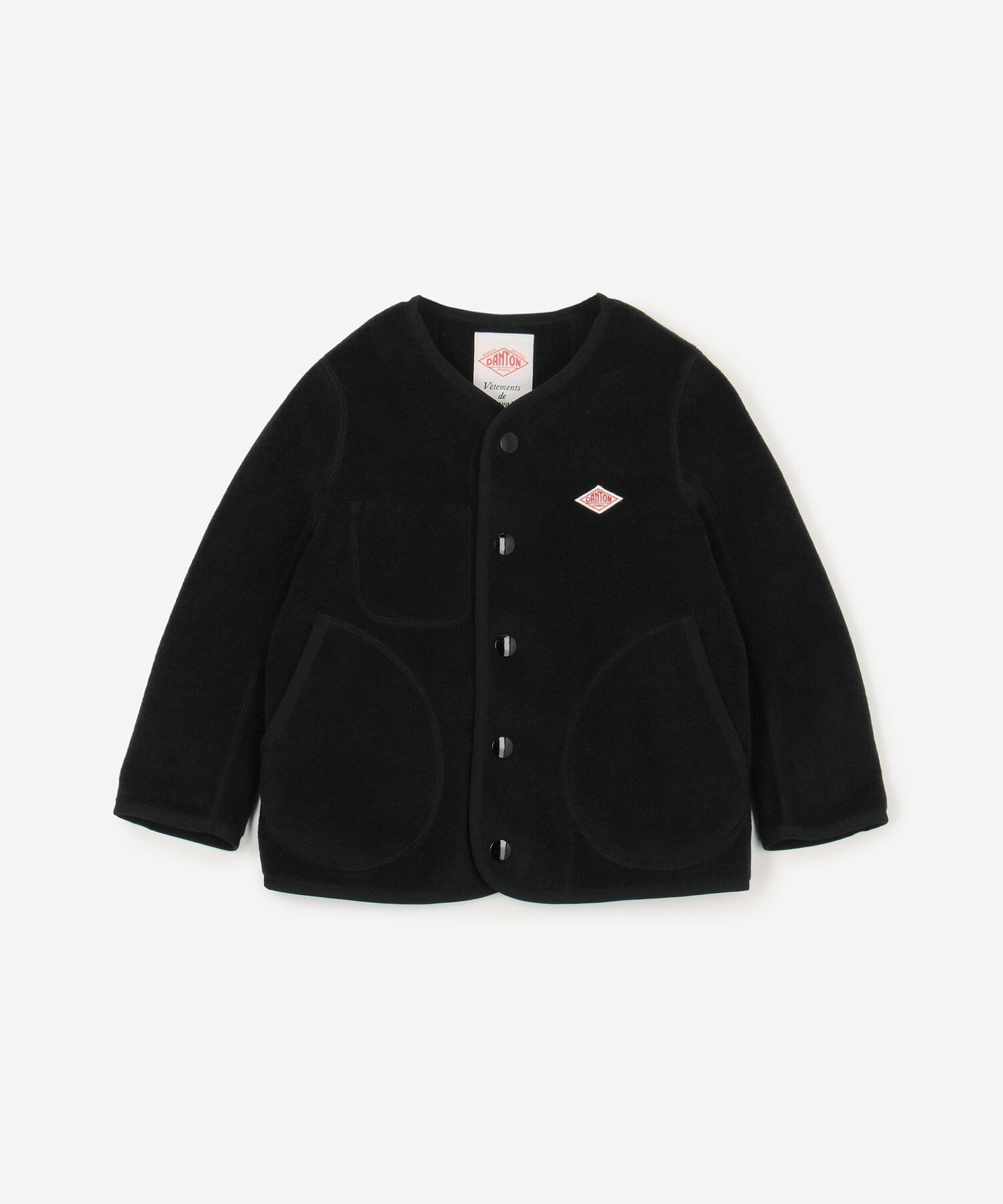 【ビショップ/Bshop / KIDS】のキッズ フリースカラーレスジャケット インテリア・キッズ・メンズ・レディースファッション・服の通販 founy(ファニー) 　ファッション　Fashion　キッズファッション　KIDS　アウター　Coat Outerwear /Kids　メランジ　Melange　BLACK|ID: prp329100004140850 ipo3291000000029473217