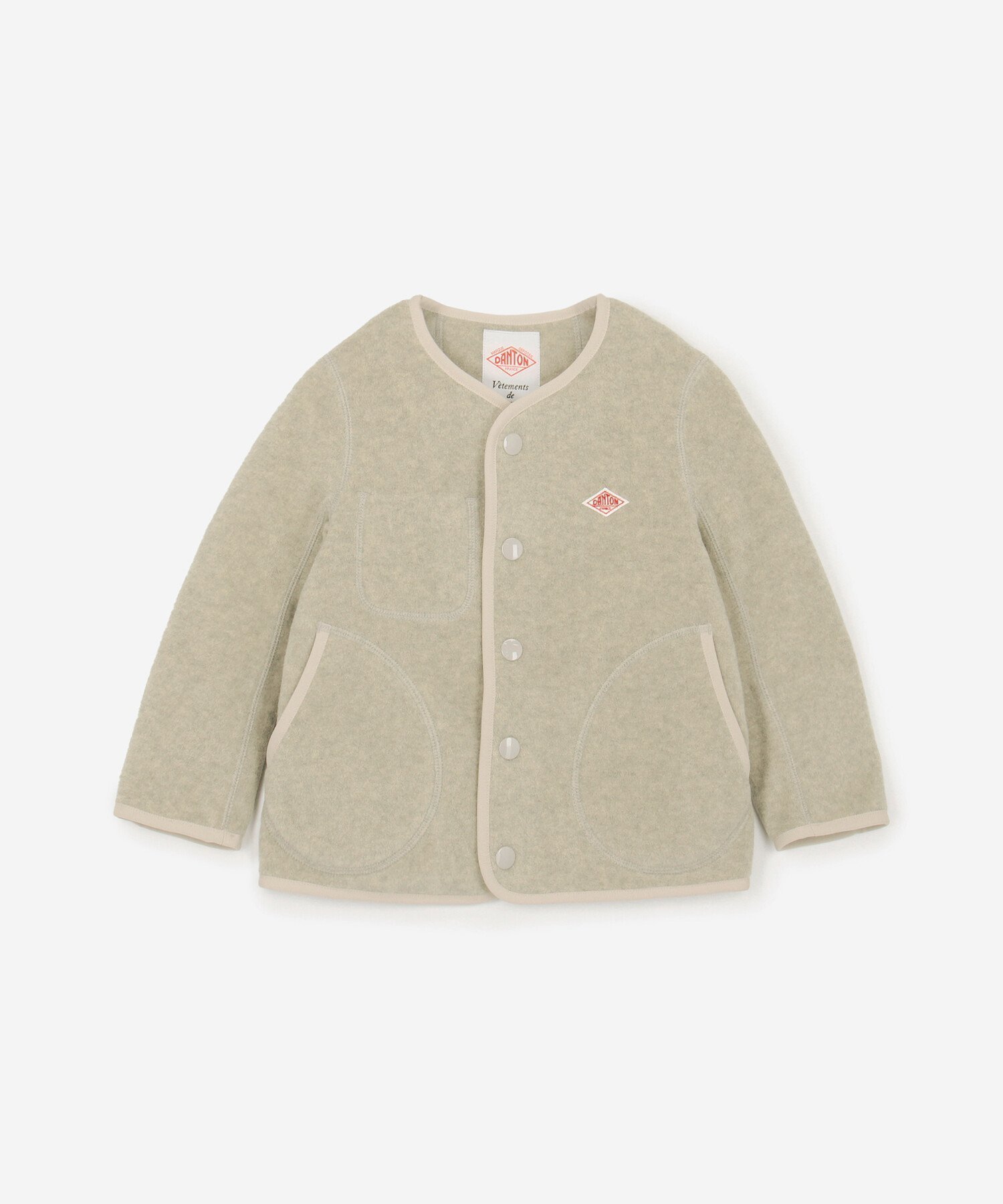 【ビショップ/Bshop / KIDS】のキッズ フリースカラーレスジャケット インテリア・キッズ・メンズ・レディースファッション・服の通販 founy(ファニー) 　ファッション　Fashion　キッズファッション　KIDS　アウター　Coat Outerwear /Kids　メランジ　Melange　GREY系1|ID: prp329100004140850 ipo3291000000029473219