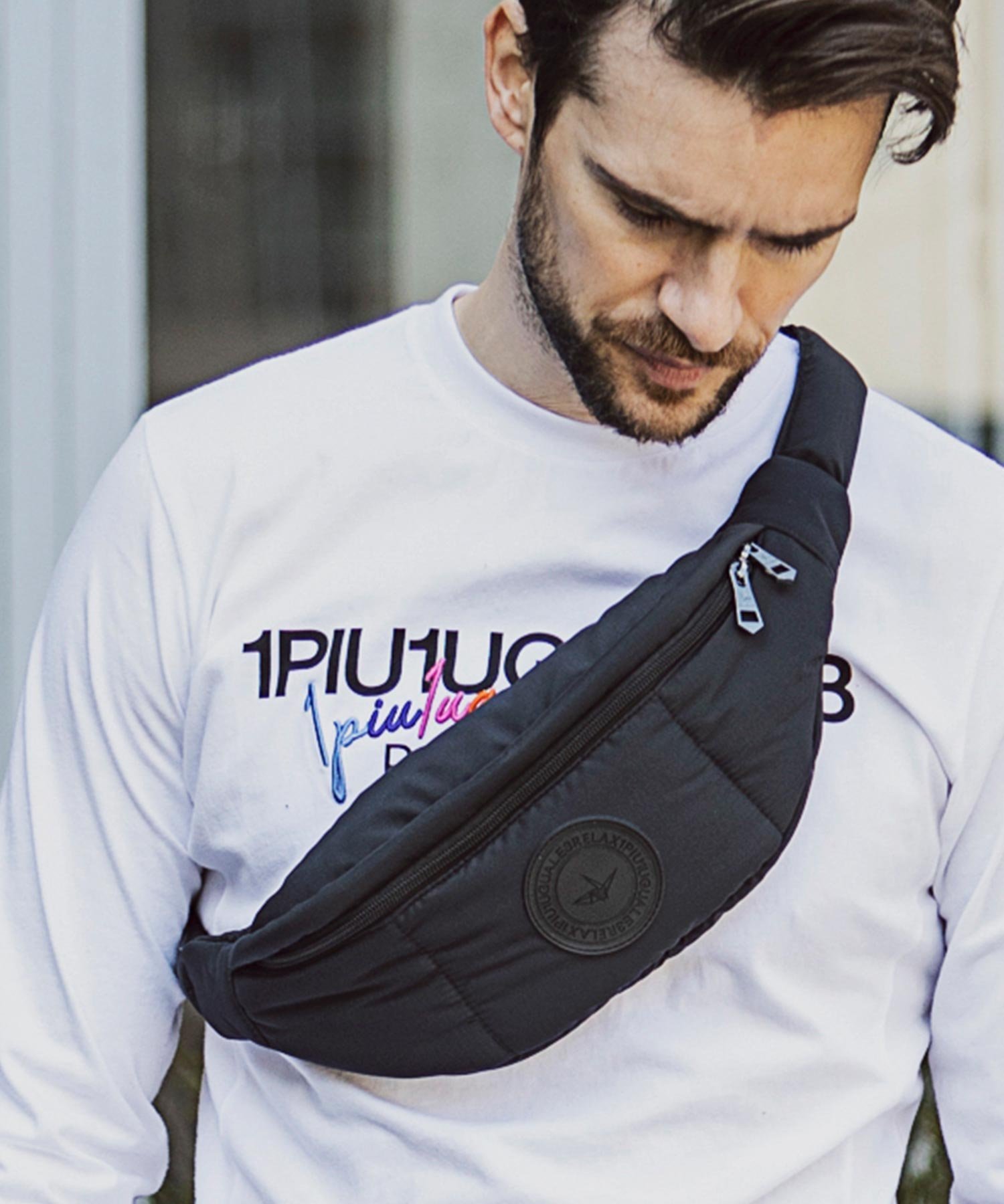 【シフォン/SHIFFON / MEN】の1PIU1UGUALE3 RELAX/サークルロゴボディバッグ インテリア・キッズ・メンズ・レディースファッション・服の通販 founy(ファニー) 　ファッション　Fashion　メンズファッション　MEN　バッグ　Bag/Men　キルティング　Quilting　スマート　Smart　フィット　Fit　ポケット　Pocket　リラックス　Relax　BLACK|ID: prp329100004143713 ipo3291000000028564773