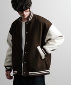 【ロッキーモンロー/Rocky Monroe】のオーバーサイズテックメルトン/PUレザー切替スタジャン 人気、トレンドファッション・服の通販 founy(ファニー) ファッション Fashion レディースファッション WOMEN インナー Inner カットソー Cut And Sew 切替 Switching スラックス Slacks デニム Denim トレーナー Trainer パターン Pattern ビッグ Big フェイクレザー Faux Leather フェルト Felt ベーシック Basic メルトン Melton メンズ Mens リラックス Relax 再入荷 Restock/Back In Stock/Re Arrival おすすめ Recommend thumbnail B.ブラウン×オフ|ID: prp329100004144693 ipo3291000000028474972