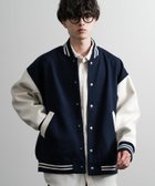 【ロッキーモンロー/Rocky Monroe】のオーバーサイズテックメルトン/PUレザー切替スタジャン 人気、トレンドファッション・服の通販 founy(ファニー) ファッション Fashion レディースファッション WOMEN インナー Inner カットソー Cut And Sew 切替 Switching スラックス Slacks デニム Denim トレーナー Trainer パターン Pattern ビッグ Big フェイクレザー Faux Leather フェルト Felt ベーシック Basic メルトン Melton メンズ Mens リラックス Relax 再入荷 Restock/Back In Stock/Re Arrival おすすめ Recommend thumbnail B.ネイビー×オフ|ID: prp329100004144693 ipo3291000000028474973