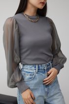 【アズール バイ マウジー/AZUL by moussy】の袖シアー長袖リブトップス 人気、トレンドファッション・服の通販 founy(ファニー) ファッション Fashion レディースファッション WOMEN トップス・カットソー Tops/Tshirt 2024年 2024 2024-2025秋冬・A/W Aw/Autumn/Winter/Fw/Fall/2024-2025 A/W・秋冬 Aw・Autumn/Winter・Fw・Fall-Winter おすすめ Recommend インナー Inner オーガンジー Organdy シアー Sheer トレンド Trend バランス Balance ワイド Wide 定番 Standard 長袖 Long Sleeve thumbnail GRY|ID: prp329100004145085 ipo3291000000028740415