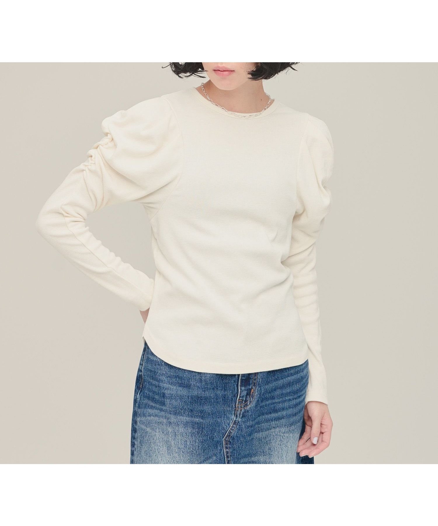 【ジーナシス/JEANASiS】のSoft Puff Pullover インテリア・キッズ・メンズ・レディースファッション・服の通販 founy(ファニー) 　ファッション　Fashion　レディースファッション　WOMEN　トップス・カットソー　Tops/Tshirt　プルオーバー　Pullover　インナー　Inner　ギャザー　Gather　スリーブ　Sleeve　ビスチェ　Bustier　アイボリー|ID: prp329100004145516 ipo3291000000028567120