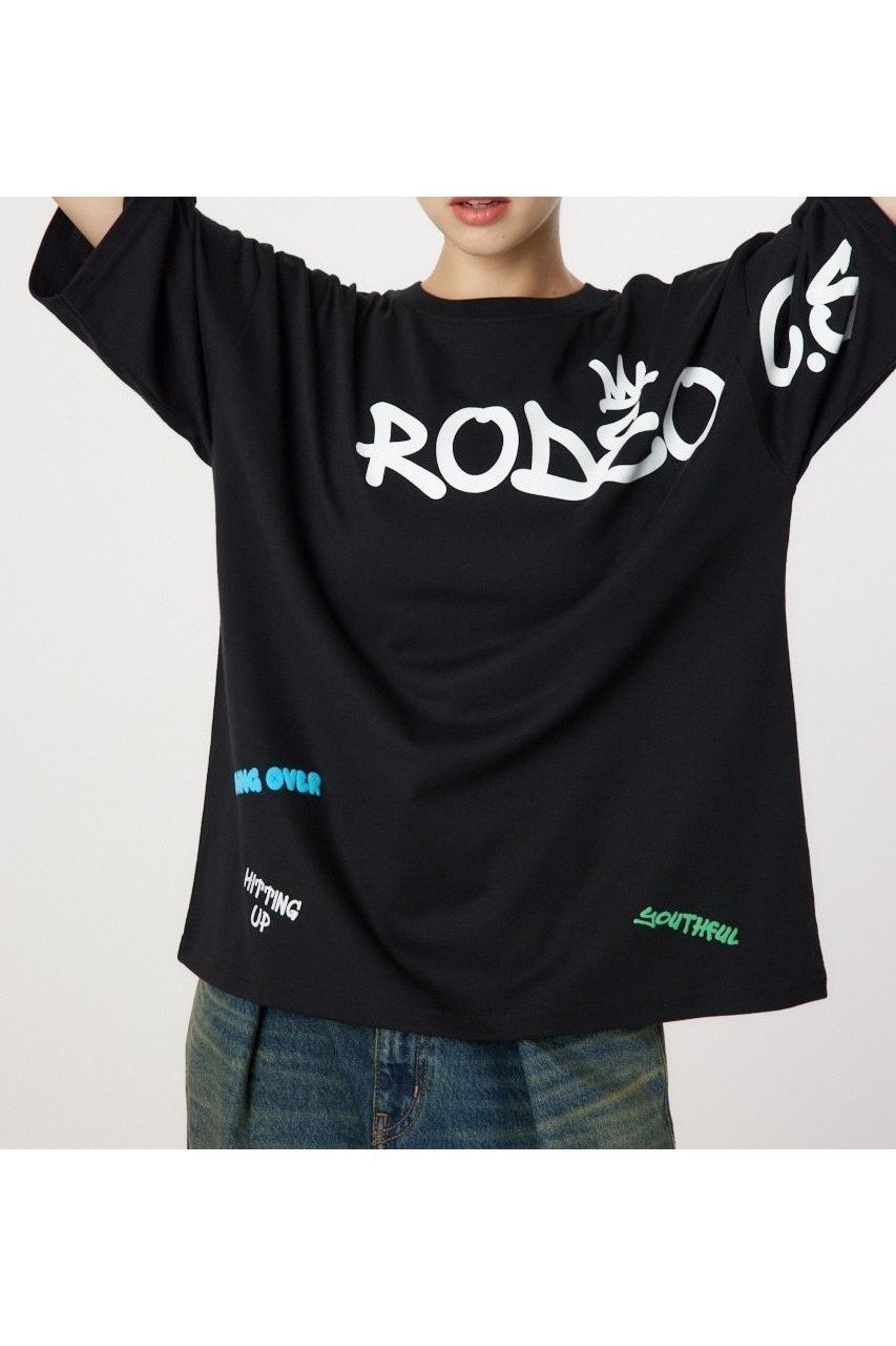 【ロデオクラウンズワイドボウル/RODEO CROWNS WIDE BOWL】のSTREET LOGO 5S Tシャツ インテリア・キッズ・メンズ・レディースファッション・服の通販 founy(ファニー) 　ファッション　Fashion　レディースファッション　WOMEN　トップス・カットソー　Tops/Tshirt　シャツ/ブラウス　Shirts/Blouses　ロング / Tシャツ　T-Shirts　プリント　Print　ボトム　Bottom　ポケット　Pocket　秋　Autumn/Fall　BLK|ID: prp329100004145577 ipo3291000000028888552