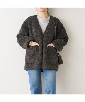 【マイカ ディール/MICA & DEAL】のノーカラープードルコート 人気、トレンドファッション・服の通販 founy(ファニー) ファッション Fashion レディースファッション WOMEN アウター Coat Outerwear コート Coats おすすめ Recommend フェイクスエード Faux Suede フェイクレザー Faux Leather フロント Front ボンディング Bonding |ID:prp329100004146315