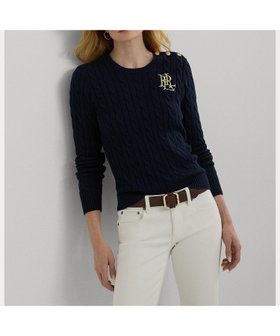 【ラルフローレン/RALPH LAUREN】のボタントリム ケーブルニット コットン セーター 人気、トレンドファッション・服の通販 founy(ファニー) ファッション Fashion レディースファッション WOMEN トップス・カットソー Tops/Tshirt ニット Knit Tops クラシック Classic スリム Slim セーター Sweater 長袖 Long Sleeve フィット Fit |ID:prp329100004146489