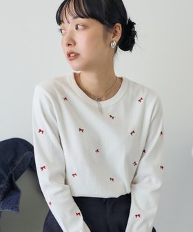 【フリークスストア/FREAK'S STORE】のミニリボン刺繍 ロンT 人気、トレンドファッション・服の通販 founy(ファニー) ファッション Fashion レディースファッション WOMEN トップス・カットソー Tops/Tshirt ロング / Tシャツ T-Shirts A/W・秋冬 Aw・Autumn/Winter・Fw・Fall-Winter 冬 Winter おすすめ Recommend インナー Inner カットソー Cut And Sew シンプル Simple フェミニン Feminine リボン Ribbon |ID:prp329100004148140