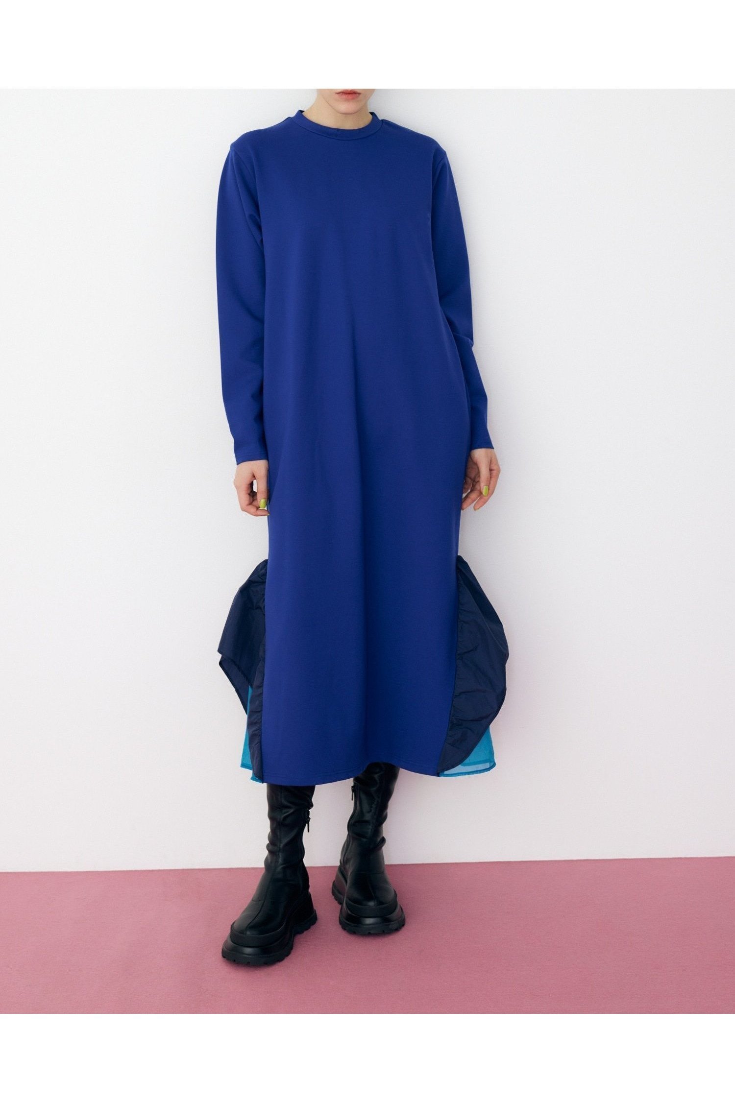 【ヘリンドットサイ/HeRIN.CYE】のMany gather hem dress インテリア・キッズ・メンズ・レディースファッション・服の通販 founy(ファニー) 　ファッション　Fashion　レディースファッション　WOMEN　ワンピース　Dress　ドレス　Party Dresses　シアー　Sheer　ドッキング　Docking　フリル　Frills　BLU|ID: prp329100004148620 ipo3291000000028518374