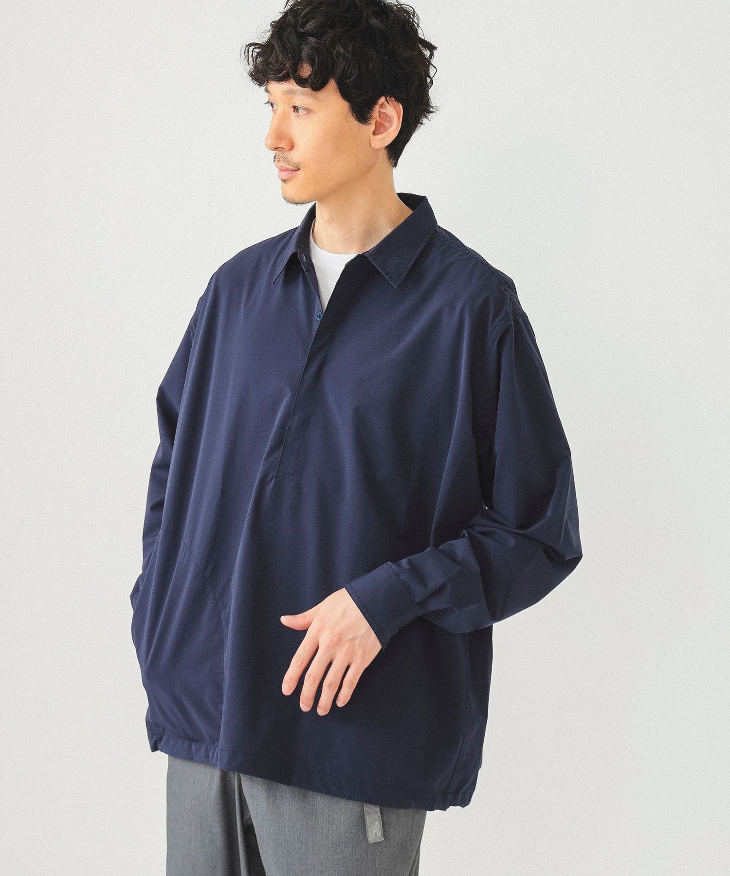 【ビームス/BEAMS / MEN】のテック プルオーバー シャツ 24AW インテリア・キッズ・メンズ・レディースファッション・服の通販 founy(ファニー) 　ファッション　Fashion　メンズファッション　MEN　トップス・カットソー　Tops/Tshirt/Men　シャツ　Shirts　2024年　2024　2024-2025秋冬・A/W　Aw/Autumn/Winter/Fw/Fall/2024-2025　ストレッチ　Stretch　フィット　Fit　リラックス　Relax　ワイド　Wide　NAVY|ID: prp329100004148832 ipo3291000000028528425