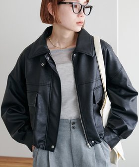 【ディスコート/Discoat】の【WEB限定】2WAYフェイクレザーブルゾン 人気、トレンドファッション・服の通販 founy(ファニー) ファッション Fashion レディースファッション WOMEN アウター Coat Outerwear ブルゾン Blouson/Jackets ショート Short ジャケット Jacket スタンド Stand トレンド Trend ポケット Pocket ヴィンテージ Vintage |ID:prp329100004149007