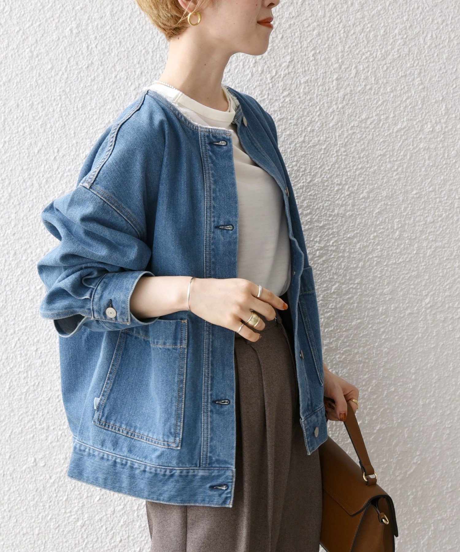 【シップス フォー ウィメン/SHIPS】のSHIPS any ノーカラー デニム ブルゾン SHIPS any DENIM 人気、トレンドファッション・服の通販 founy(ファニー) 　ファッション　Fashion　レディースファッション　WOMEN　アウター　Coat Outerwear　ブルゾン　Blouson/Jackets　ジャケット　Jacket　デニム　Denim　フリンジ　Fringe　ブルゾン　Blouson　ポケット　Pocket　定番　Standard　洗える　Washable　 other-1|ID: prp329100004151065 ipo3291000000028563424