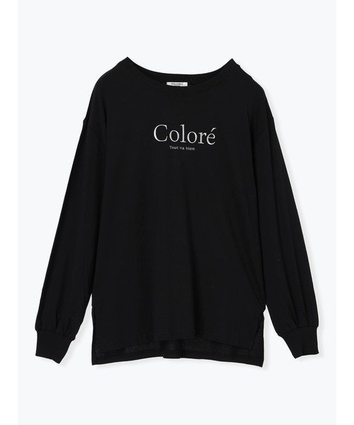 【その他のブランド/Other】のCOLOREラメロゴロングスリーブTシャツ インテリア・キッズ・メンズ・レディースファッション・服の通販 founy(ファニー) 　ファッション　Fashion　レディースファッション　WOMEN　トップス・カットソー　Tops/Tshirt　シャツ/ブラウス　Shirts/Blouses　ロング / Tシャツ　T-Shirts　スリーブ　Sleeve　ロング　Long　黒|ID: prp329100004151305 ipo3291000000028758993