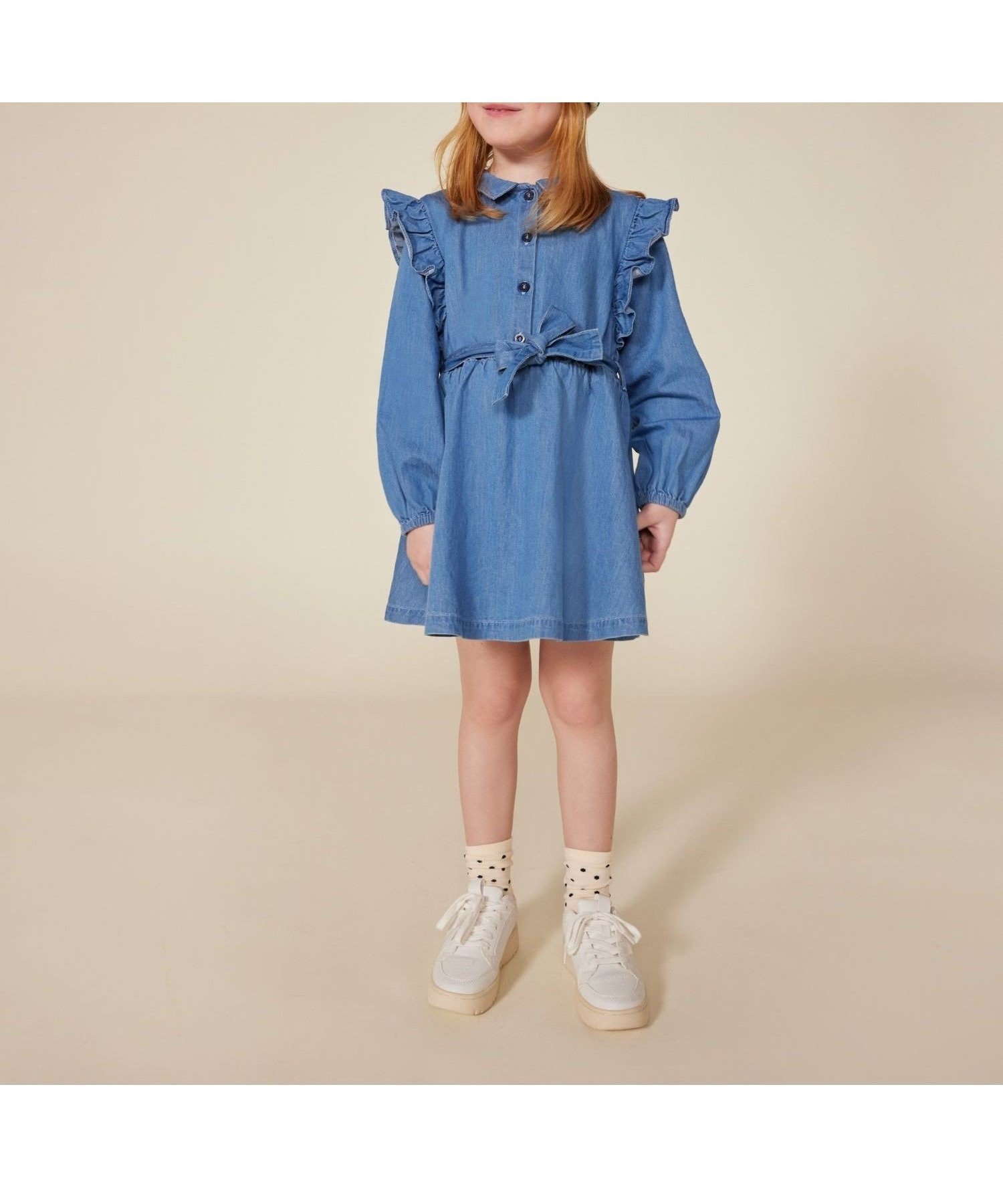 【プチバトー/PETIT BATEAU / KIDS】のデニム長袖ワンピース 人気、トレンドファッション・服の通販 founy(ファニー) 　ファッション　Fashion　キッズファッション　KIDS　ワンピース　Dress/Kids　シンプル　Simple　デニム　Denim　フリル　Frills　人気　Popularity　長袖　Long Sleeve　 other-1|ID: prp329100004151428 ipo3291000000028569084