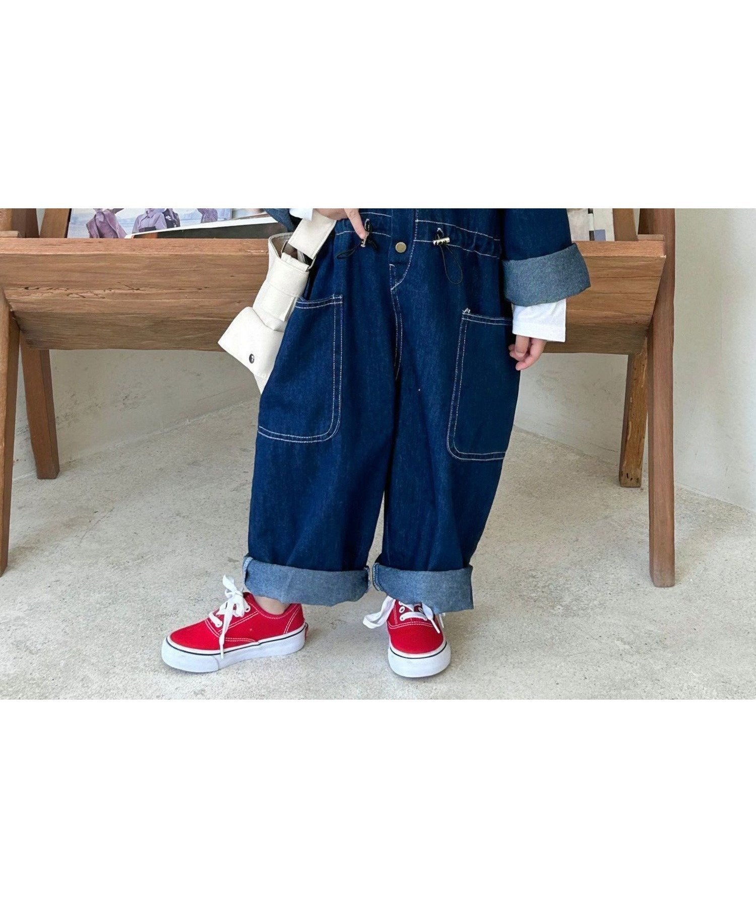 【アイモハ/aimoha / KIDS】の【aimoha-KIDS-】ユニセックスデニムオールインワン 人気、トレンドファッション・服の通販 founy(ファニー) 　ファッション　Fashion　キッズファッション　KIDS　おすすめ　Recommend　インナー　Inner　デニム　Denim　リラックス　Relax　ロング　Long　 other-1|ID: prp329100004151511 ipo3291000000028569844