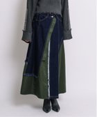 【アウラアイラ/AULA AILA】のDENIM COMBINATION TAFFETA SKIRT 人気、トレンドファッション・服の通販 founy(ファニー) ファッション Fashion レディースファッション WOMEN スカート Skirt デニム Denim バランス Balance フレア Flare thumbnail KHAKI|ID: prp329100004151611 ipo3291000000028571379