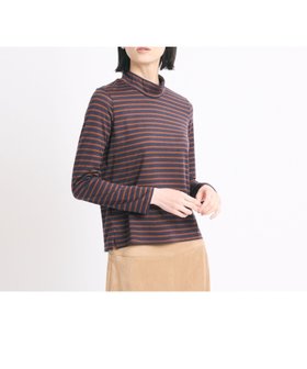 【スキャパ/SCAPA】のテンジクボーダーカットソー 人気、トレンドファッション・服の通販 founy(ファニー) ファッション Fashion レディースファッション WOMEN トップス・カットソー Tops/Tshirt カットソー Cut and Sewn アクリル Acrylic インナー Inner カットソー Cut And Sew スリット Slit ハイネック High Neck ボーダー Border ワンポイント One Point |ID:prp329100004152655