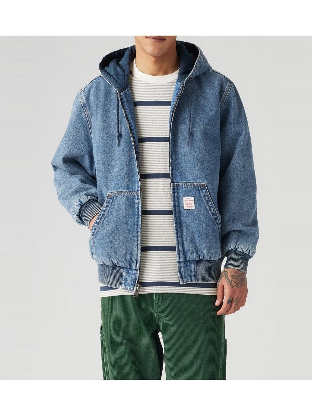 【リーバイス/Levis / MEN】のWORKWEAR POTRERO デニム フーディー ミディアムインディゴ GET INVOLVED 人気、トレンドファッション・服の通販 founy(ファニー) 　ファッション　Fashion　メンズファッション　MEN　キャンバス　Canvas　コレクション　Collection　ジーンズ　Jeans　ストレッチ　Stretch　デニム　Denim　ポケット　Pocket　ループ　Loop　ワーク　Work　 other-1|ID: prp329100004153387 ipo3291000000028793050