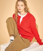 【トミーヒルフィガー/TOMMY HILFIGER】のTOMMY HILFIGER(トミーヒルフィガー) コットンミニケーブルクルーネックカーディガン 人気、トレンドファッション・服の通販 founy(ファニー) ファッション Fashion レディースファッション WOMEN トップス・カットソー Tops/Tshirt カーディガン Cardigans カットソー Cut And Sew クラシカル Classical タートルネック Turtleneck 長袖 Long Sleeve thumbnail レッド|ID: prp329100004153770 ipo3291000000028610889