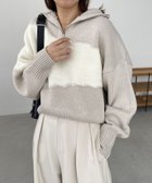 【カプリシューレマージュ/CAPRICIEUX LEMAGE】のハーフジップバイカラーニット 人気、トレンドファッション・服の通販 founy(ファニー) ファッション Fashion レディースファッション WOMEN トップス・カットソー Tops/Tshirt ニット Knit Tops デニム Denim バランス Balance ワイド Wide thumbnail グレージュ|ID: prp329100004153935 ipo3291000000028924117