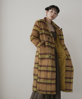 【チュクラ/chuclla】のオーバーチェックウールコート 人気、トレンドファッション・服の通販 founy(ファニー) ファッション Fashion レディースファッション WOMEN アウター Coat Outerwear コート Coats イエロー Yellow チェック Check ポケット Pocket ロング Long エレガント 上品 Elegant |ID:prp329100004155006