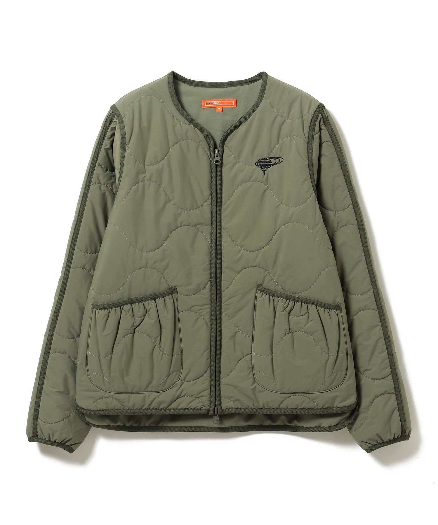 【その他のブランド/Other】のORANGE LABEL / ノーカラー キルト ブルゾン インテリア・キッズ・メンズ・レディースファッション・服の通販 founy(ファニー) 　ファッション　Fashion　レディースファッション　WOMEN　アウター　Coat Outerwear　ブルゾン　Blouson/Jackets　アウトドア　Outdoor　キルティング　Quilting　キルト　Quilt　ギャザー　Gather　ゴルフ　Golf　ストレッチ　Stretch　セットアップ　Set Up　パイピング　Piping　ブルゾン　Blouson　ポケット　Pocket　OLIVE|ID: prp329100004155075 ipo3291000000028627643