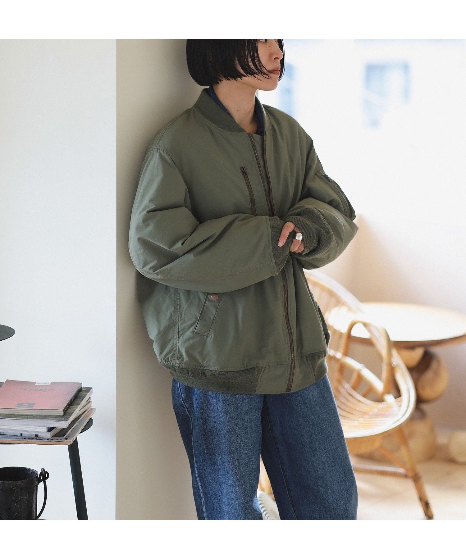 【その他のブランド/Other】のambiance MA-1 ブルゾン インテリア・キッズ・メンズ・レディースファッション・服の通販 founy(ファニー) 　ファッション　Fashion　レディースファッション　WOMEN　アウター　Coat Outerwear　ブルゾン　Blouson/Jackets　MA-1　MA-1　インナー　Inner　スウェット　Sweat　スタイリッシュ　Stylish　デニム　Denim　フェミニン　Feminine　ブルゾン　Blouson　ヘムライン　Hemline　エレガント 上品　Elegant　OLIVE|ID: prp329100004155130 ipo3291000000028627950