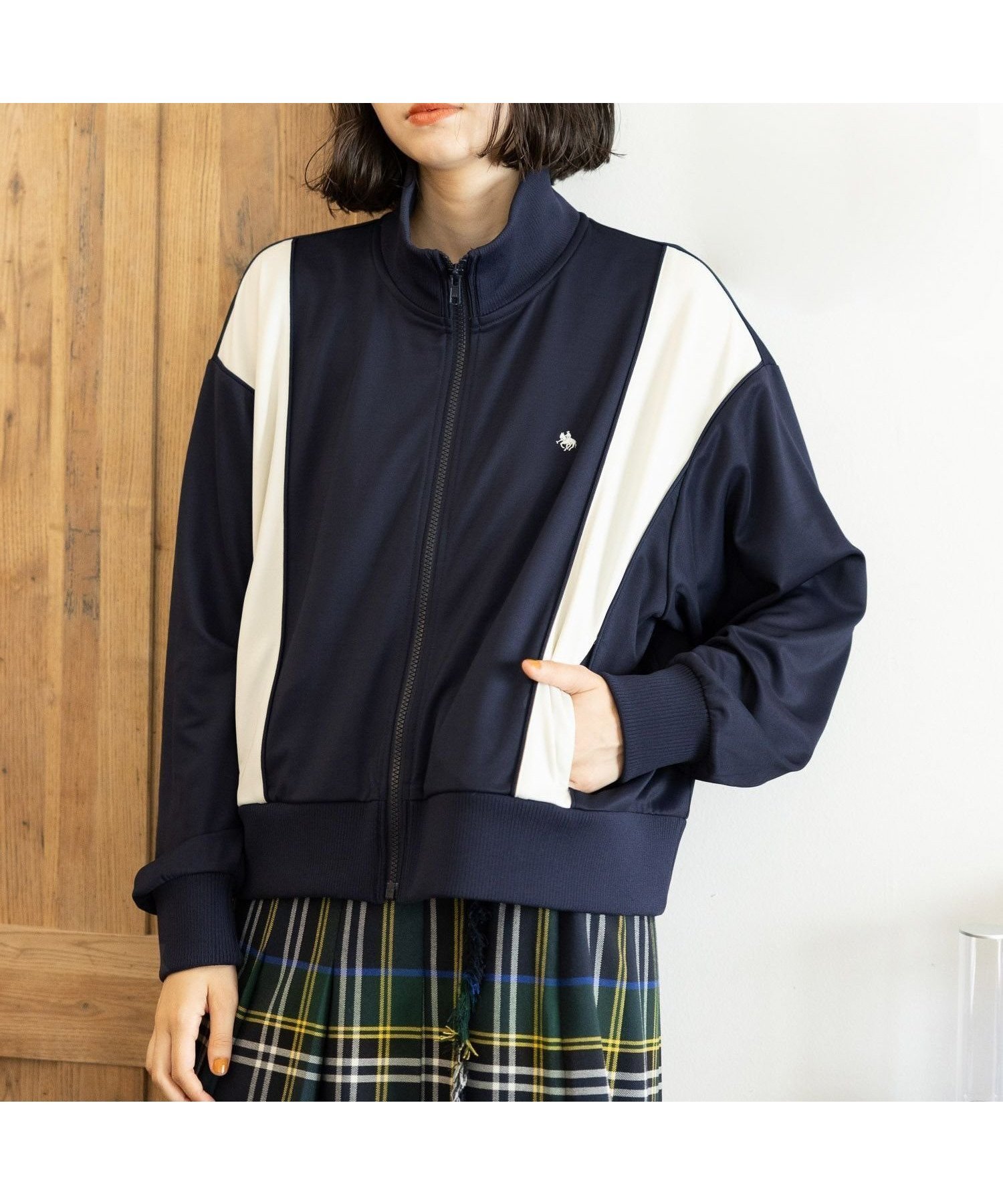 【ニコアンド/niko and】の【POLO BCS(ポロ・ビーシーエス)】トラックジャケット インテリア・キッズ・メンズ・レディースファッション・服の通販 founy(ファニー) 　ファッション　Fashion　レディースファッション　WOMEN　アウター　Coat Outerwear　ジャケット　Jackets　秋　Autumn/Fall　コラボ　Collaboration　ジャケット　Jacket　ジャージ　Jersey　スポーティ　Sporty　チェック　Check　ミックス　Mix　おすすめ　Recommend　エレガント 上品　Elegant　ネイビー88|ID: prp329100004155246 ipo3291000000028628707