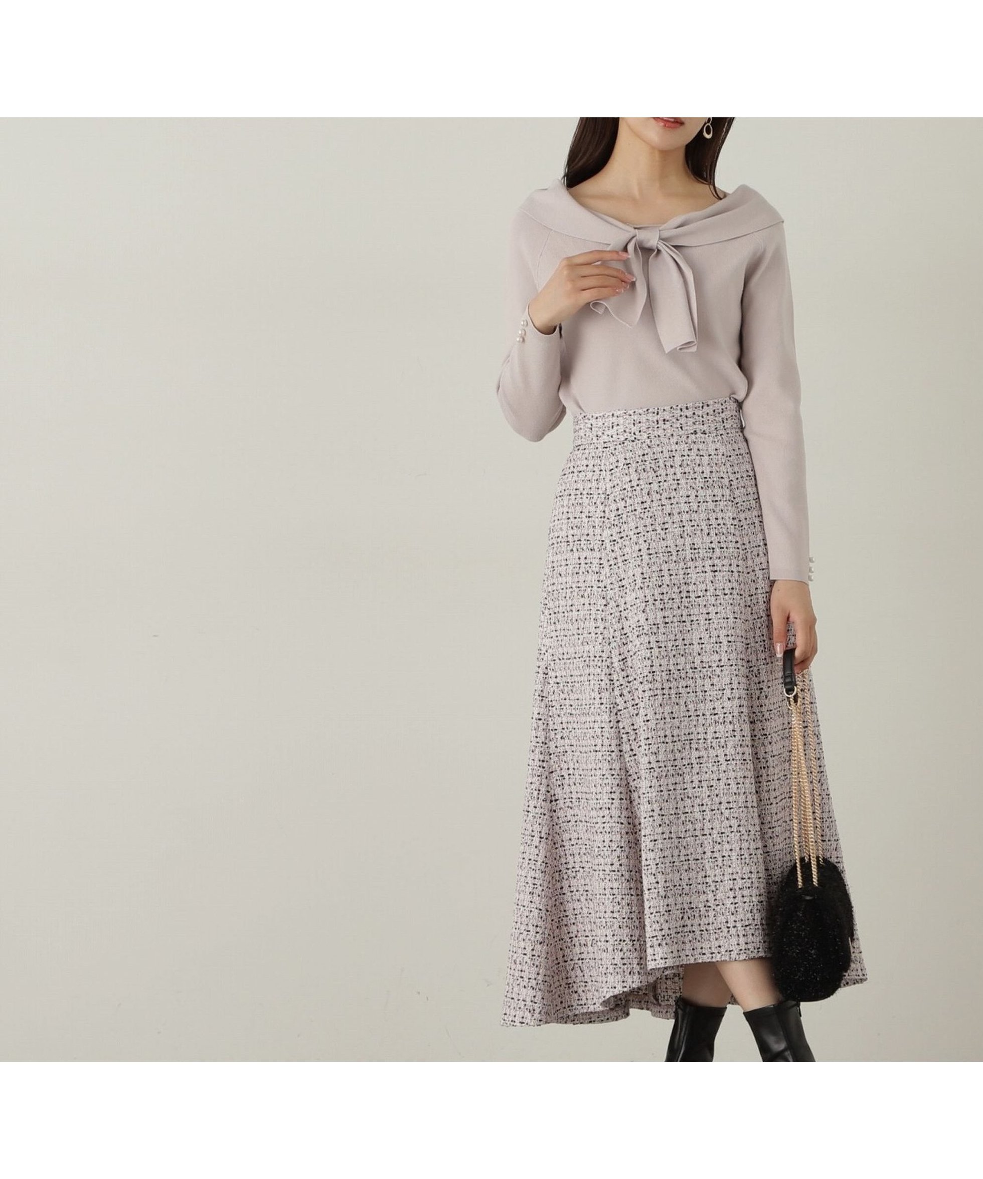 【プロポーション ボディドレッシング/PROPORTION BODY DRESSING】のミックスツイードフレアスカート 24AW インテリア・キッズ・メンズ・レディースファッション・服の通販 founy(ファニー) 　ファッション　Fashion　レディースファッション　WOMEN　スカート　Skirt　Aライン/フレアスカート　Flared A-Line Skirts　2024年　2024　2024-2025秋冬・A/W　Aw/Autumn/Winter/Fw/Fall/2024-2025　ツイード　Tweed　フレア　Flare　ピンクミックス|ID: prp329100004155522 ipo3291000000028683627