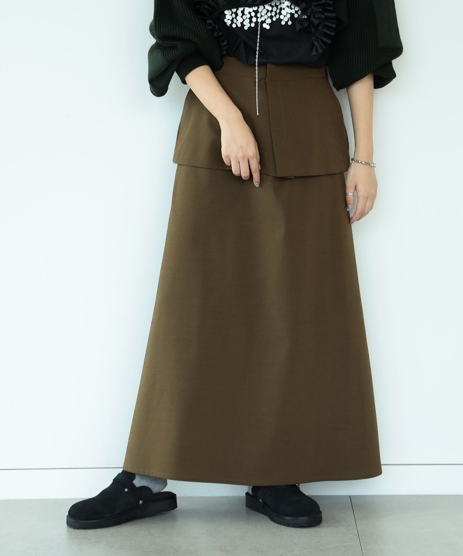 【その他のブランド/Other】のmaturely / TW Detach Waist Skirt インテリア・キッズ・メンズ・レディースファッション・服の通販 founy(ファニー) 　ファッション　Fashion　レディースファッション　WOMEN　スカート　Skirt　アクセサリー　Accessories　ウェーブ　Wave　シンプル　Simple　マキシ　Maxi　ロング　Long　OLIVE|ID: prp329100004155583 ipo3291000000028630705