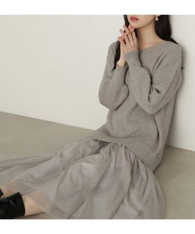 【プロポーション ボディドレッシング/PROPORTION BODY DRESSING】の裾チュールロングニットワンピース 24AW 人気、トレンドファッション・服の通販 founy(ファニー) ファッション Fashion レディースファッション WOMEN ワンピース Dress ニットワンピース Knit Dresses 2024年 2024 2024-2025秋冬・A/W Aw/Autumn/Winter/Fw/Fall/2024-2025 おすすめ Recommend チュール Tulle ロング Long 冬 Winter |ID:prp329100004155713