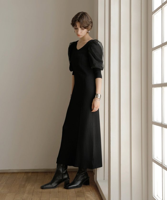 【ミエリインヴァリアント/MIELIINVARIANT】のSemi Tight Puff Knit Dress インテリア・キッズ・メンズ・レディースファッション・服の通販 founy(ファニー) https://founy.com/ ファッション Fashion レディースファッション WOMEN トップス・カットソー Tops/Tshirt ニット Knit Tops ワンピース Dress ドレス Party Dresses クラシック Classic サマー Summer シンプル Simple チュール Tulle ドレス Dress フォルム Form |ID: prp329100004156045 ipo3291000000028643565