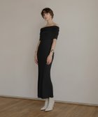 【ミエリインヴァリアント/MIELIINVARIANT】のGather Off Shoulder Contrast Knit Dress BLACK|ID: prp329100004156049 ipo3291000000028643585