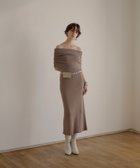 【ミエリインヴァリアント/MIELIINVARIANT】のGather Off Shoulder Contrast Knit Dress MOCHA|ID: prp329100004156049 ipo3291000000028643586