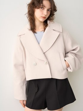 【リリーブラウン/Lily Brown】のL.B CANDY STOCK ビジューダブルショートコート 人気、トレンドファッション・服の通販 founy(ファニー) ファッション Fashion レディースファッション WOMEN アウター Coat Outerwear コート Coats インナー Inner クラシカル Classical コンパクト Compact ショート Short スリーブ Sleeve チェック Check バランス Balance ビッグ Big 人気 Popularity |ID:prp329100004156394