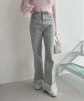 【ナイスクラップ/NICE CLAUP】の【S・Mサイズ展開】裾レースデニム 人気、トレンドファッション・服の通販 founy(ファニー) ファッション Fashion レディースファッション WOMEN デニム Denim レース Race |ID:prp329100004156850