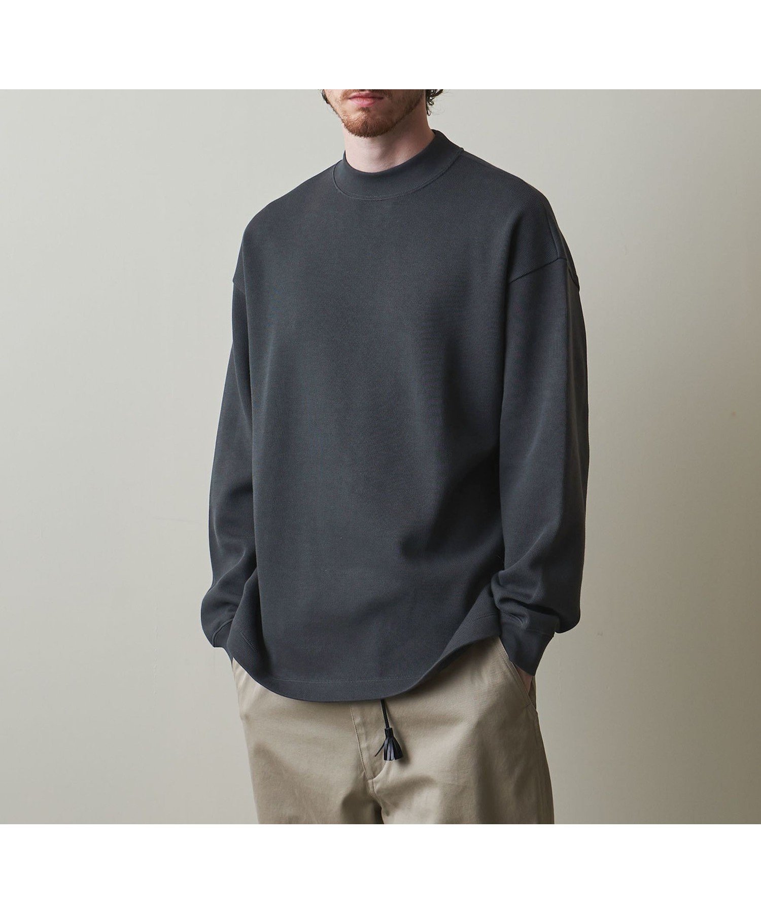 【ビューティ&ユース ユナイテッドアローズ/BEAUTY&YOUTH / UNITED ARROWS / MEN】のSteven Alan ダブルフェイス モックネック カットソー -BOX インテリア・キッズ・メンズ・レディースファッション・服の通販 founy(ファニー) 　ファッション　Fashion　メンズファッション　MEN　トップス・カットソー　Tops/Tshirt/Men　インナー　Inner　カットソー　Cut And Sew　ダブル　Double　フェイス　Face　ボックス　Box　モックネック　Mock Neck　リラックス　Relax　エレガント 上品　Elegant　DK.GRAY|ID: prp329100004157026 ipo3291000000029538938