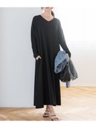 【コカ/COCA】のエンボスVネックフレアワンピース 人気、トレンドファッション・服の通販 founy(ファニー) ファッション Fashion レディースファッション WOMEN ワンピース Dress おすすめ Recommend スウェット Sweat ポケット Pocket 旅行 Travel thumbnail Black|ID: prp329100004157061 ipo3291000000028660453