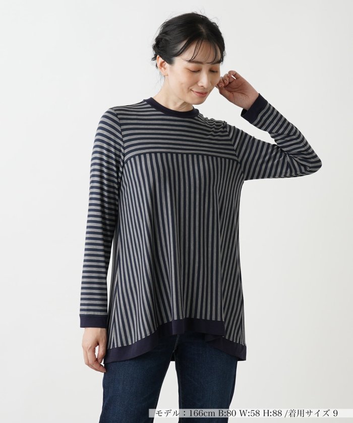 【レリアン/LEILIAN】のカットソー【MUSE BY ROCHAS Premiere】 インテリア・キッズ・メンズ・レディースファッション・服の通販 founy(ファニー) https://founy.com/ ファッション Fashion レディースファッション WOMEN トップス・カットソー Tops/Tshirt カットソー Cut and Sewn ウォッシャブル Washable エレガント 上品 Elegant カットソー Cut And Sew バランス Balance フレア Flare ボーダー Border 秋 Autumn/Fall |ID: prp329100004157801 ipo3291000000029158363