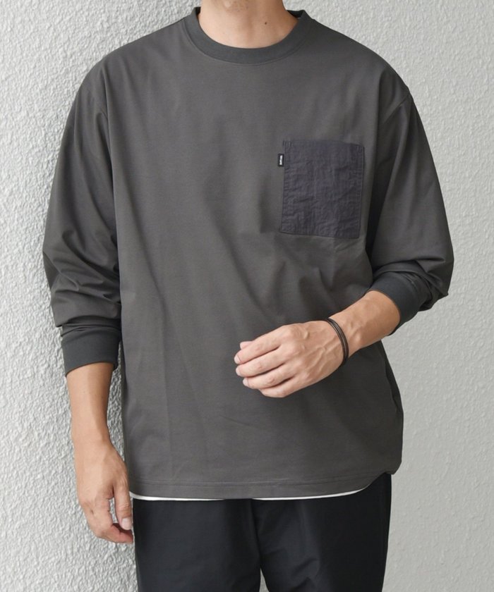 【シップス/SHIPS / MEN】の*SHIPS any 〈撥水加工〉Teflon EcoElite(TM) ナイロンポケット Tシャツ (ロンT) 24AW インテリア・キッズ・メンズ・レディースファッション・服の通販 founy(ファニー) https://founy.com/ ファッション Fashion メンズファッション MEN 2024年 2024 2024-2025秋冬・A/W Aw/Autumn/Winter/Fw/Fall/2024-2025 インナー Inner シンプル Simple フィット Fit ポケット Pocket リラックス Relax |ID: prp329100004157962 ipo3291000000028676882